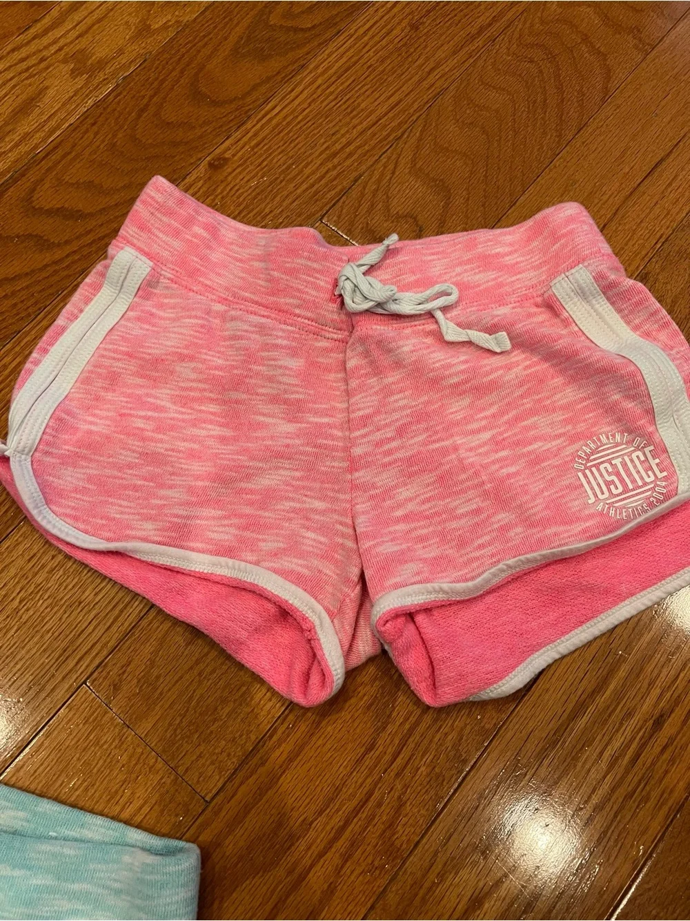 Justice Girls Pink and Aqua Athletic Knit Shorts Set of 3 Size 8